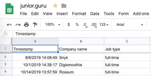 Google Spreadsheets DB