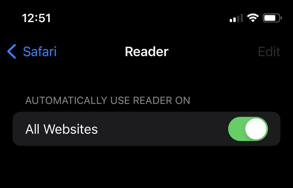 Reader Mode by default on iOS