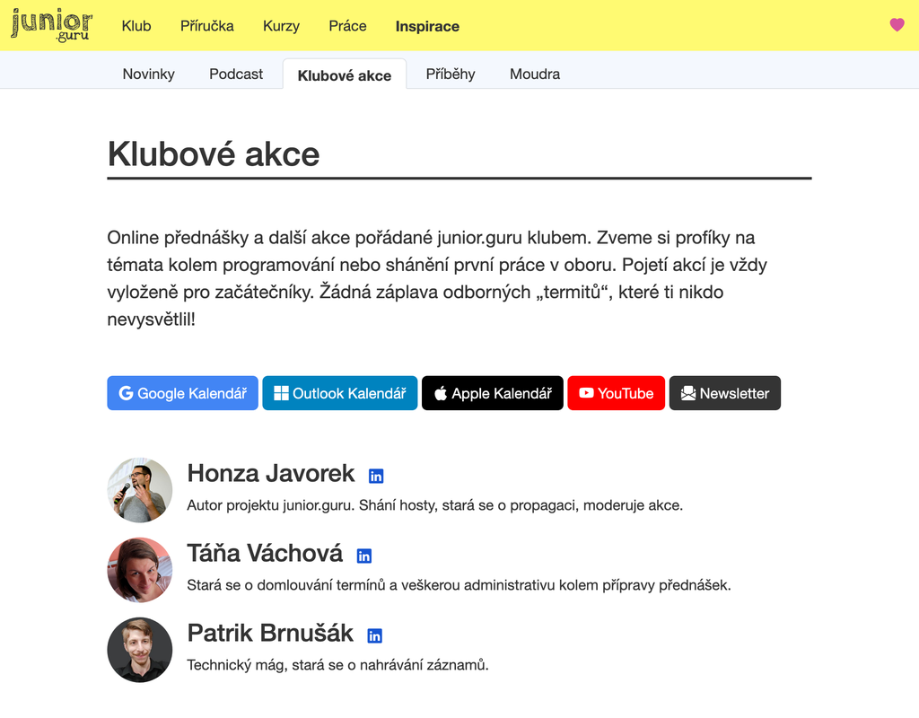 Seznam přednášek - hlavička