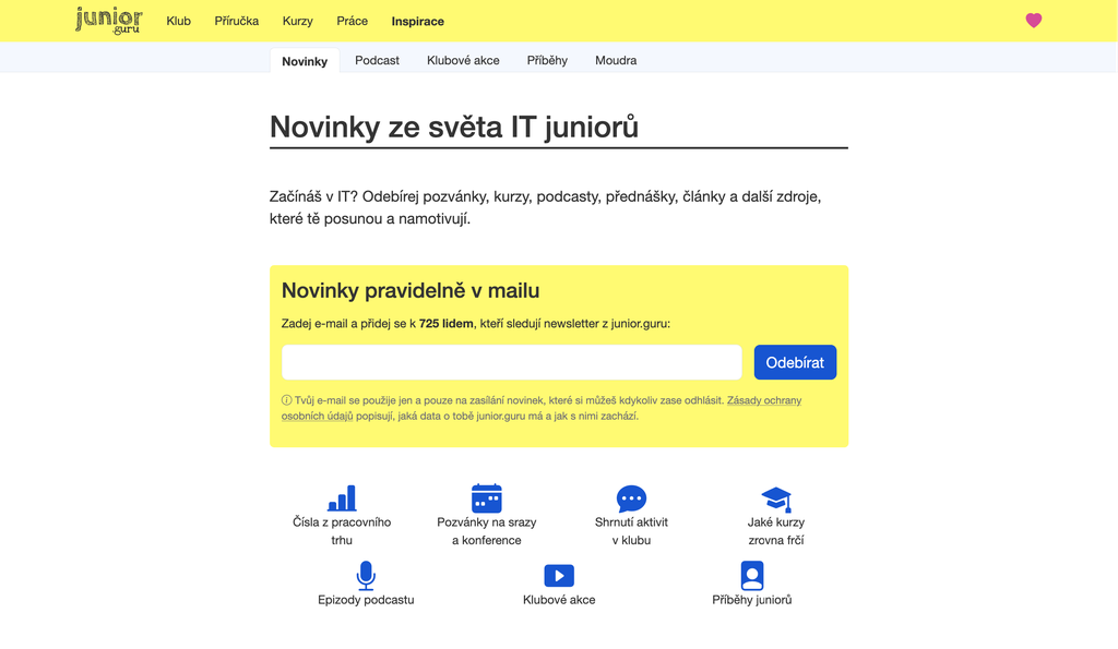Landing page newsletteru
